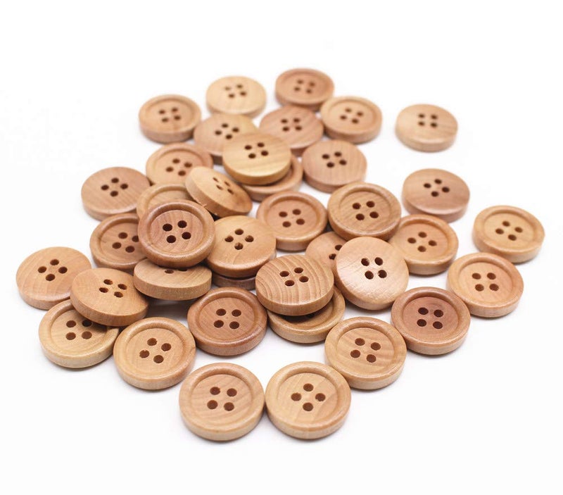 YaHoGa 30pcs 18mm (3/4 inch) Wood Buttons Natural Wooden Buttons for Sewing Sweater Crafts Bulk - Image 2